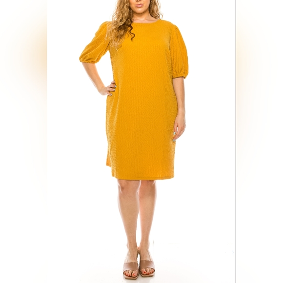 NWT Gorgeous London Times Navy Mid Sleeve Textured Plus Size Shift Dress 18W - Picture 8 of 10